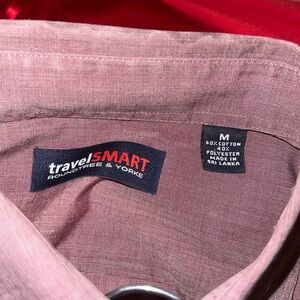 Travel smart men’s long sleeve button down collar mauve sz M